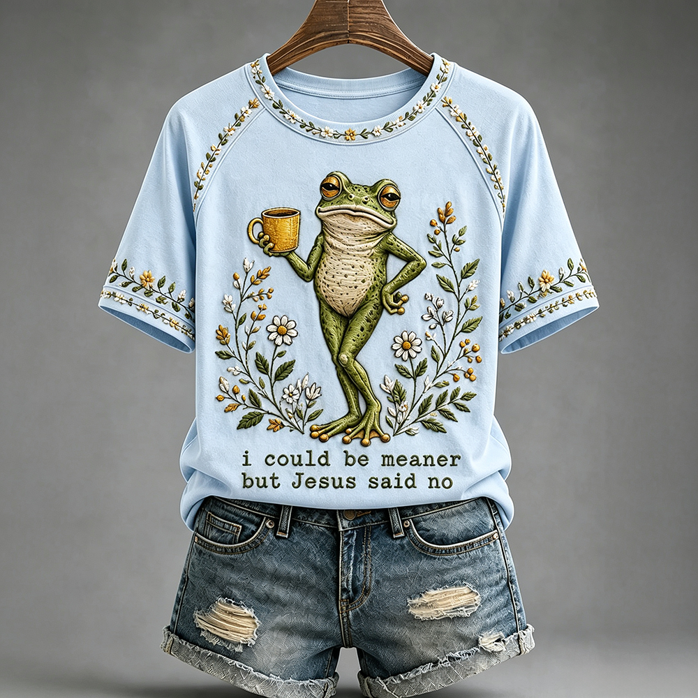 “I Could Be Meaner But Jesus Said No” Printed Casual T-Shirt