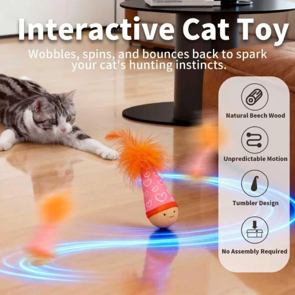 Wooden Wobble Cat Toy