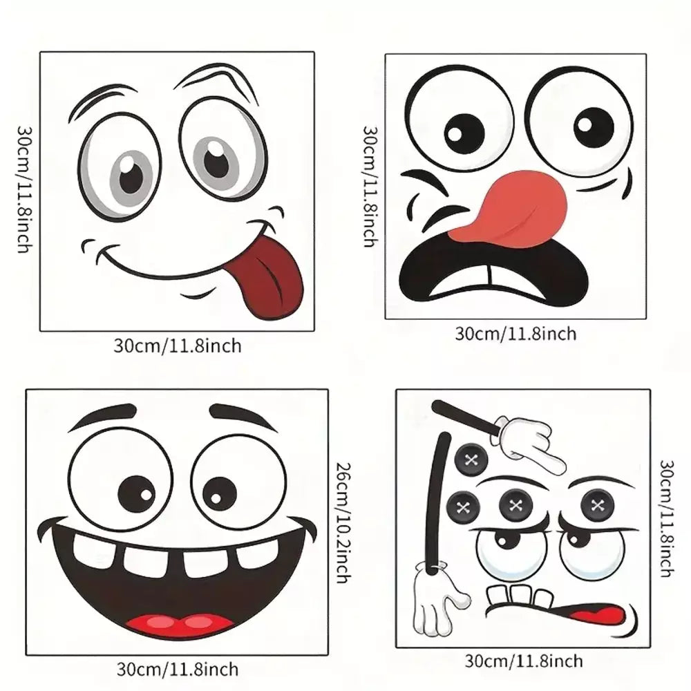 Four-piece set of colorful cartoon face stickers