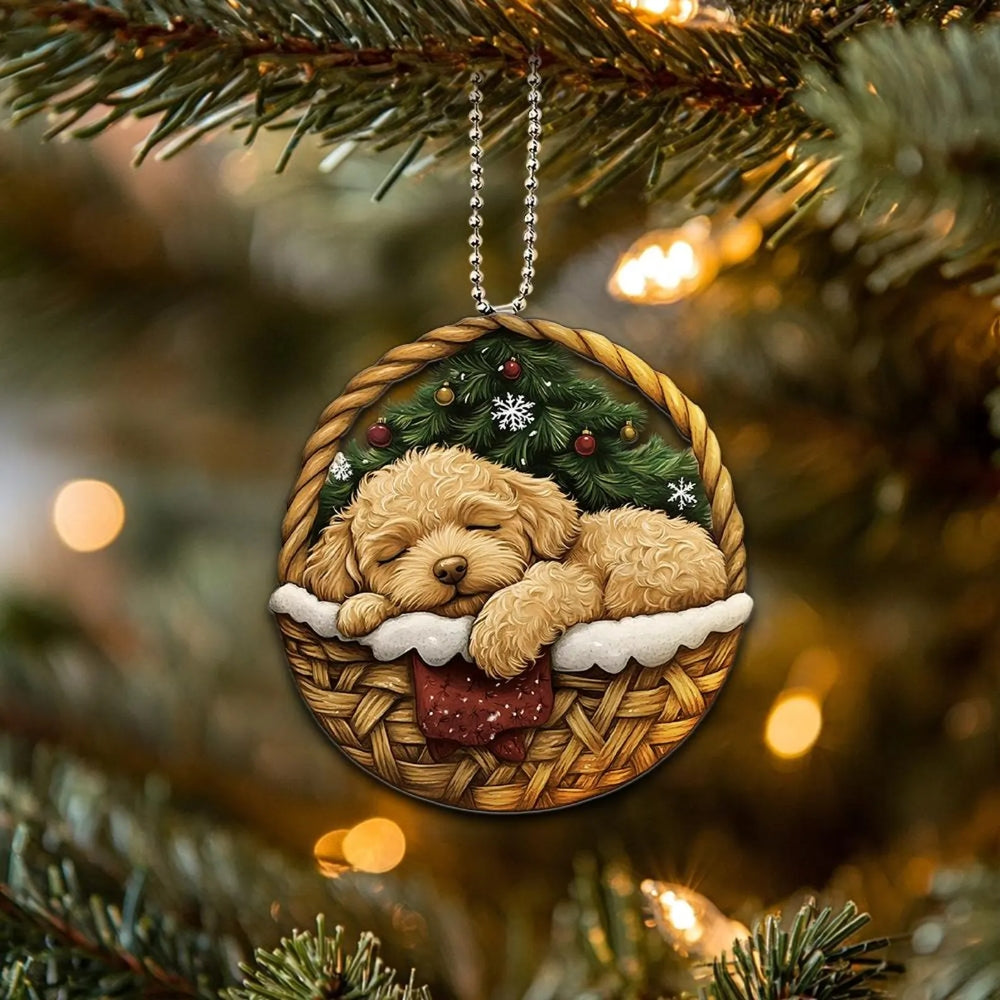 Goldendoodle In Mini Baskets Ornament - MB041