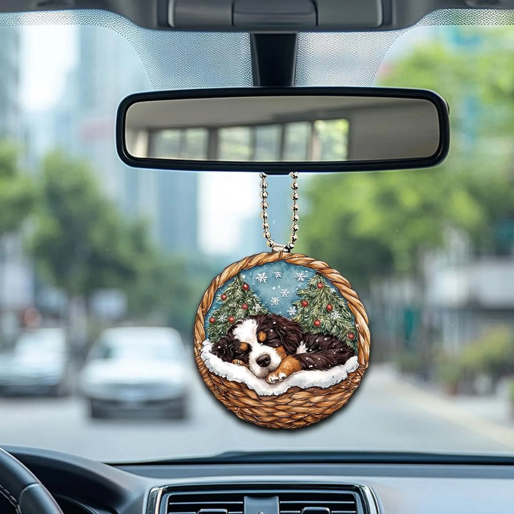 Bernedoodle In Mini Basket Ornament - MB047