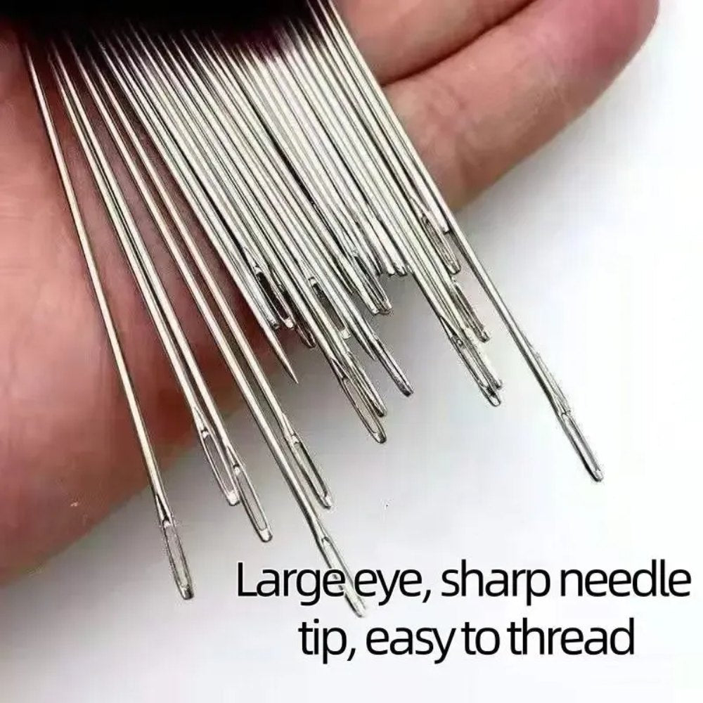 34 PCS Big Eye Steel Needles Set