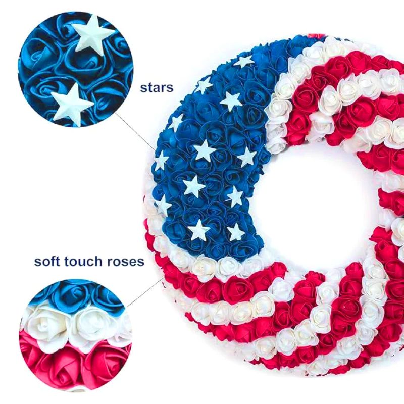 Red White and Blue Roses Patriot Wreath