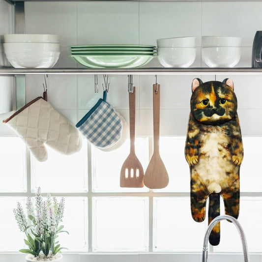 Adorable Cat Hand Towels - Tortoiseshell Cat