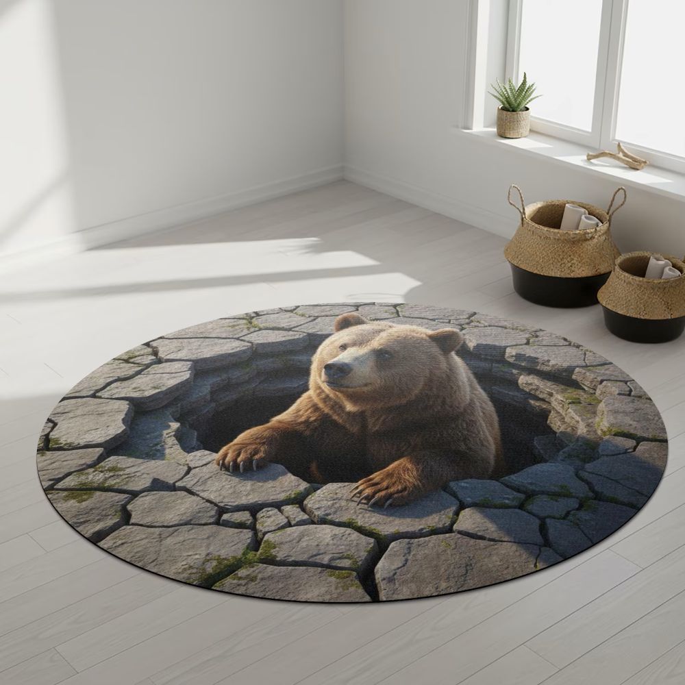 Nature Den Watcher - 3D Illusion Round Rug - H634