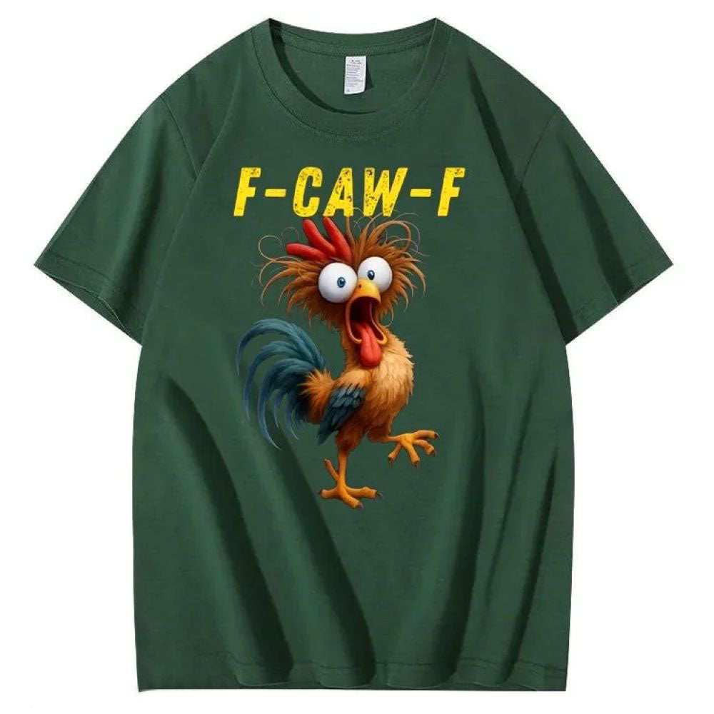 F-Caw-F Crazy Chicken Pattern T-Shirt