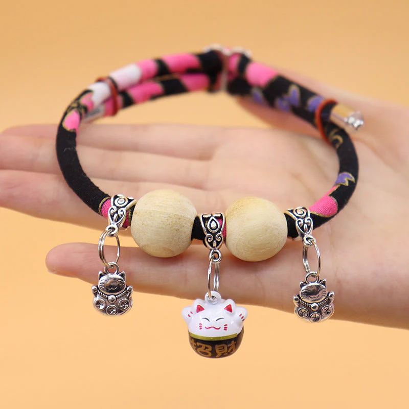 Lucky Kimono Cedar-Bead Pet Collar