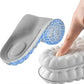 Foot pillow with a hand pressing down on it, showing its cushioned design.