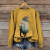 Women's Winter Cat Print Crew Neck Sweatshirt