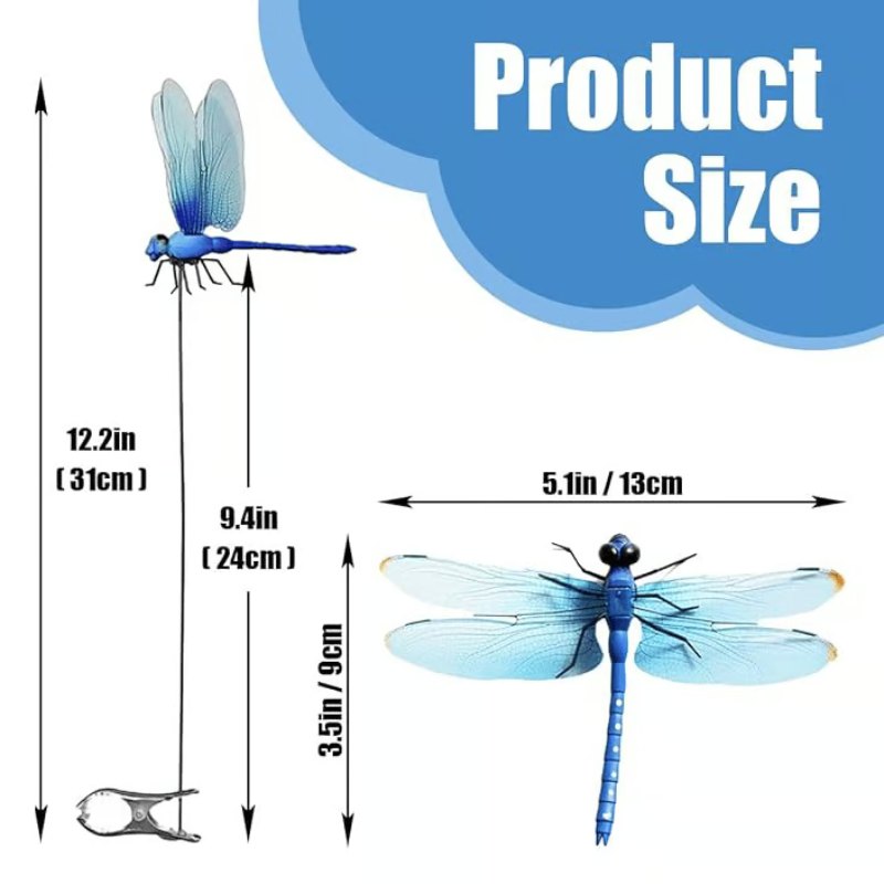 Dragonfly Clip Bug Repe Llent - 3D Dragonfly Garden Decor Deer and Horse Fly Deterrent for Indoor/Outdoor Garden