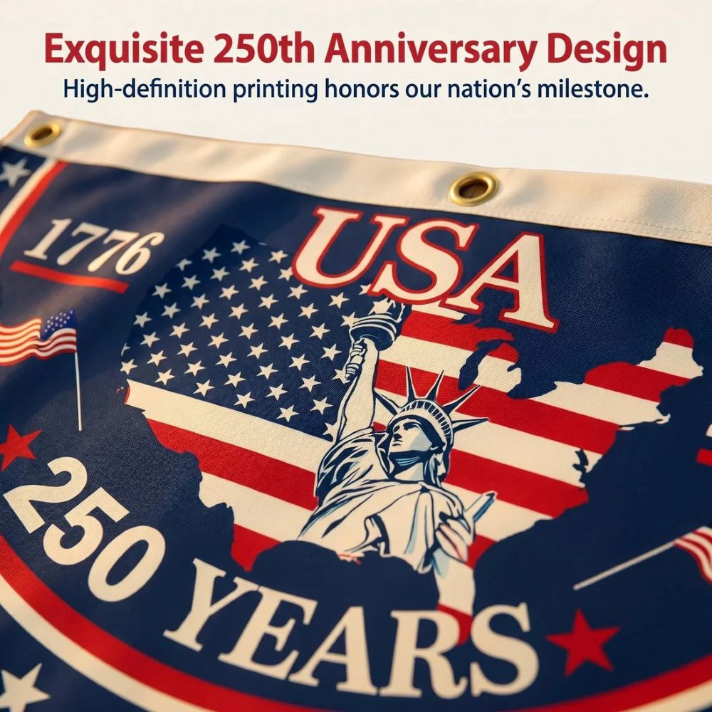 USA 250th Anniversary Flag Half Round Banner