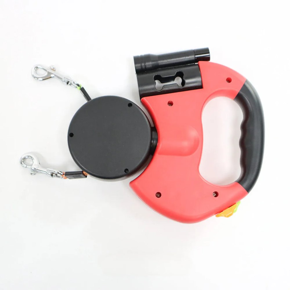 Dual Dog Leash with Tangle-Free Swivel & LED Light