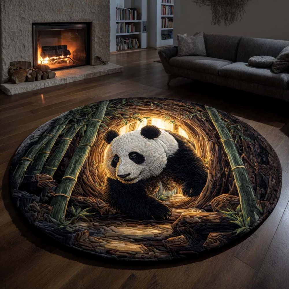 Bear Burrow - 3D Illusion Bear Round Rug - D542