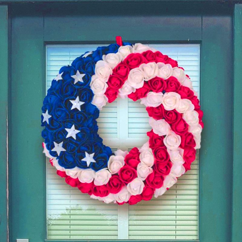 Red White and Blue Roses Patriot Wreath