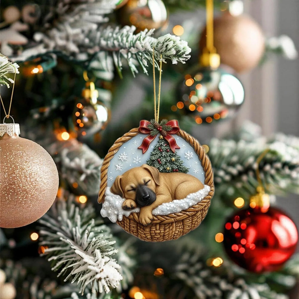 Blackmouth Cur In Mini Basket Ornament - MB006