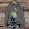 Women's Winter Cat Print Casual Hooded Sweatshirt