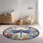 Floral Dragonfly - 3D Illusion Round Rug - H642