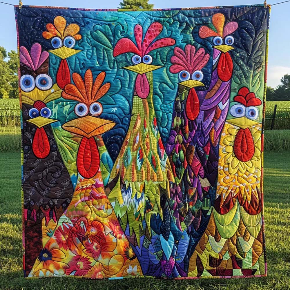 Whimsical Chickens Blanket - D197 - Premium Blanket