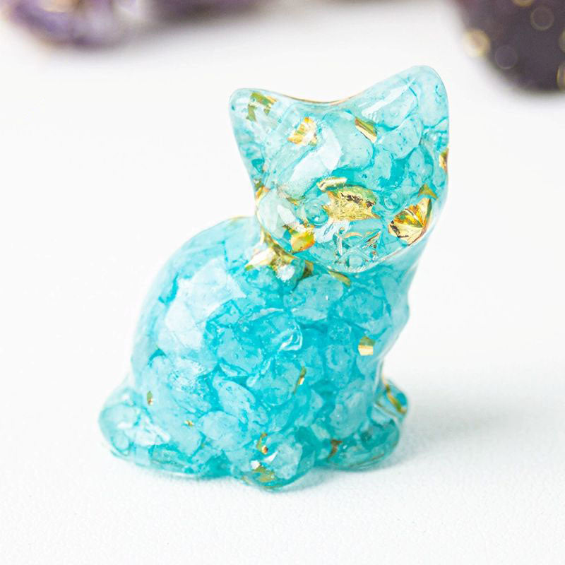 Handmade Natural Crystal Gemstone Sitting Cat