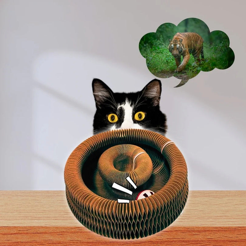 Foldable Cat Scratching Board With Bell Accordion