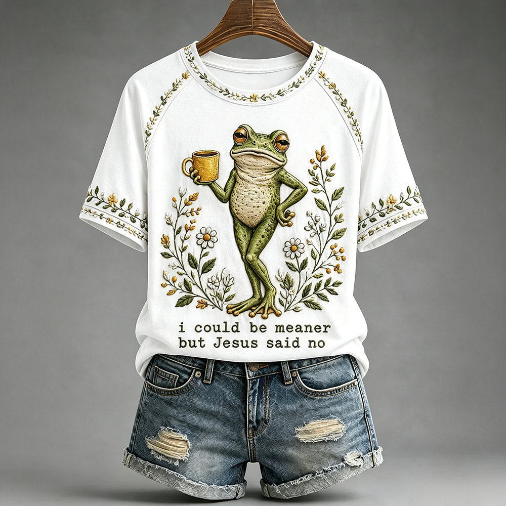 “I Could Be Meaner But Jesus Said No” Printed Casual T-Shirt