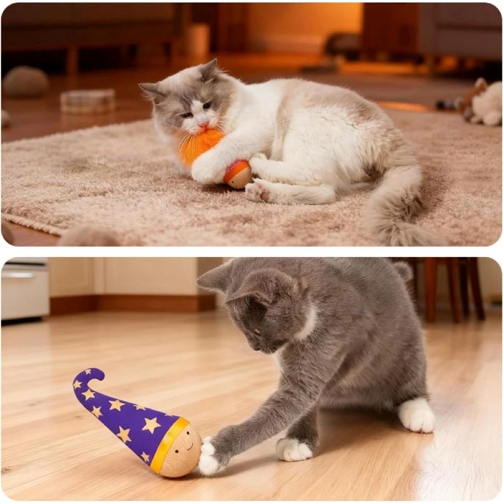 Wooden Wobble Cat Toy