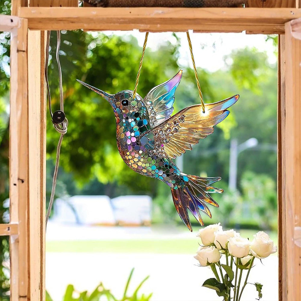Crystal Sky Bluebird Stained Art Ornament