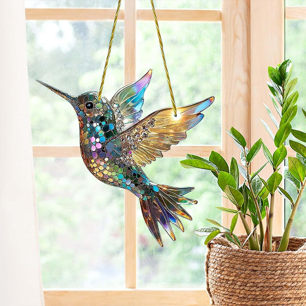 Crystal Sky Bluebird Stained Art Ornament