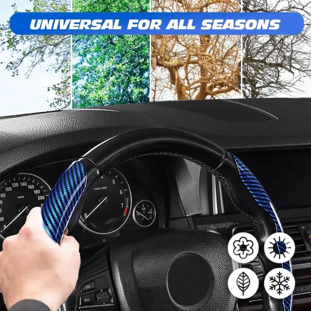 Carbon Fiber Silicone Anti-Slip Car Steering Wheel Cover Universal Fit