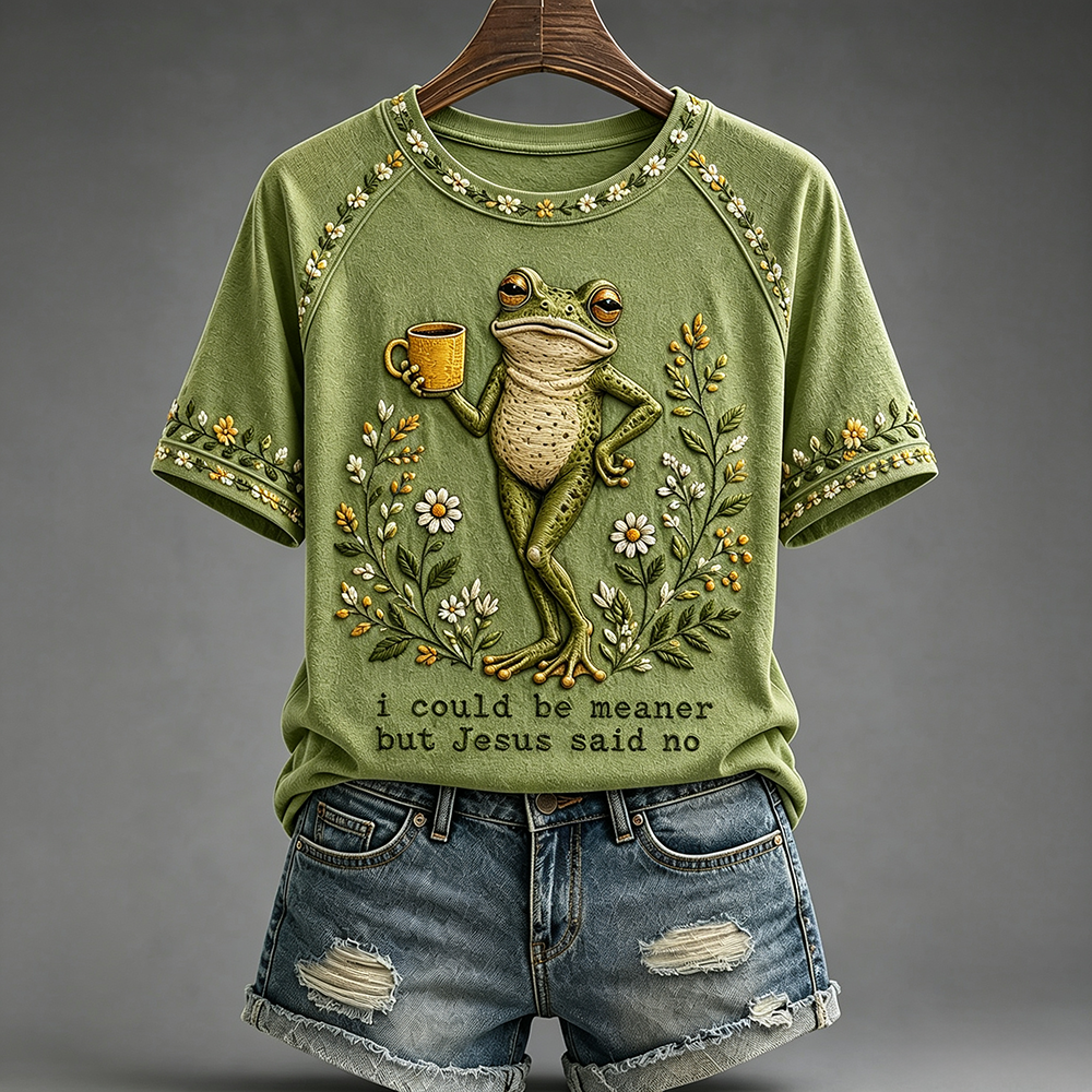 “I Could Be Meaner But Jesus Said No” Printed Casual T-Shirt