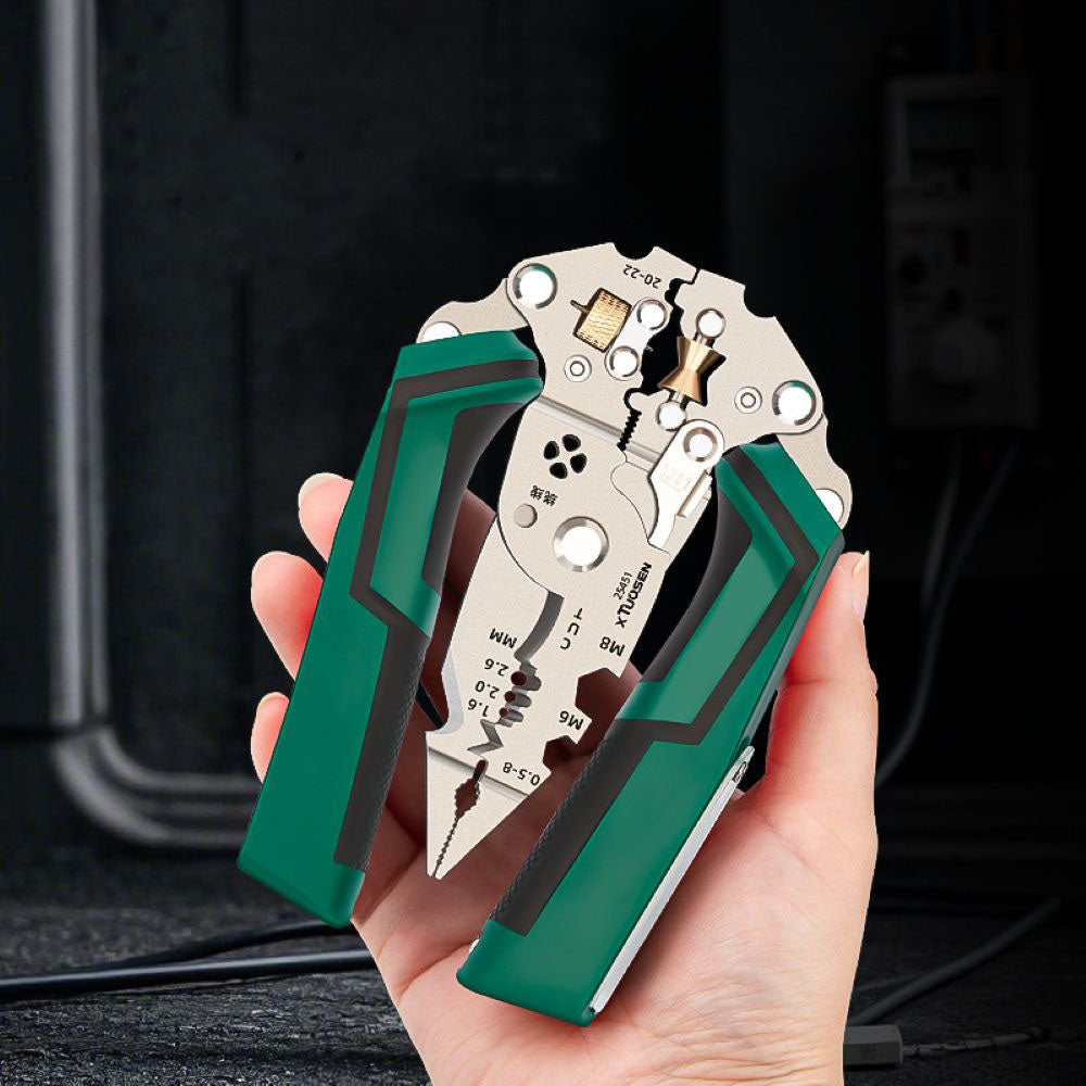 16 in 1 Wire Stripper Twister for Cutting and Pulling Wires,Cable Scissors,Voltage Tester Pliers, 12V to 250V Live,Null,Hot Wire Judgment AC DC, Audible and Flashing LED Alarms