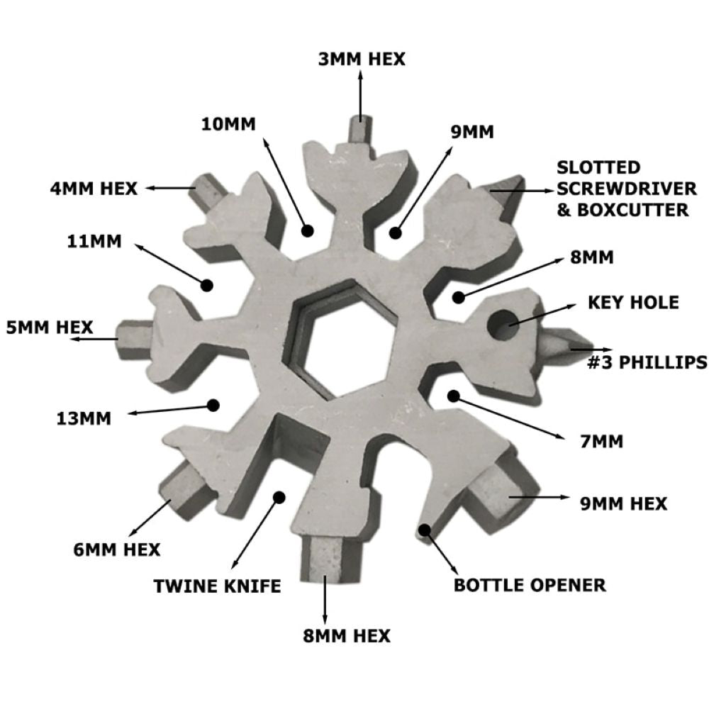 Snowflake - MultiTool 18-in-1 Stainless Steel Portable For Outdoor Adventure