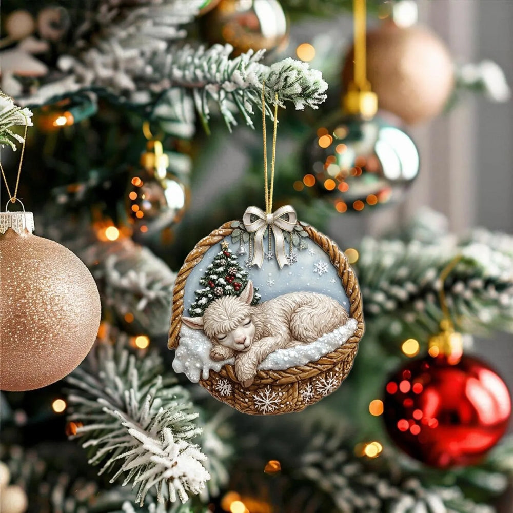 Alpaca In Mini Baskets Ornament - MB008