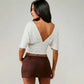 Women’s V-Neck Backless Bodycon Top – Slim Fit Sexy Summer Tee