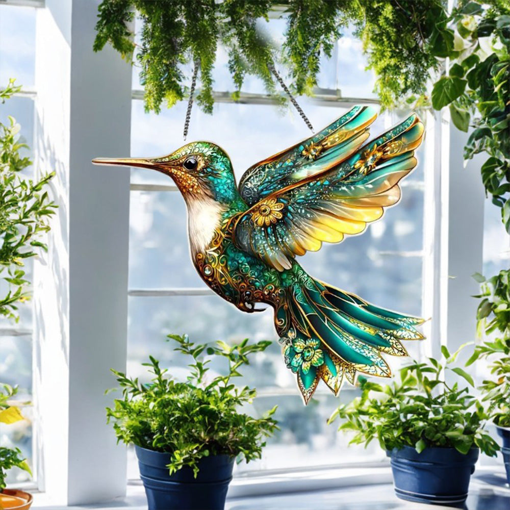 Crystal Sky Bluebird Stained Art Ornament