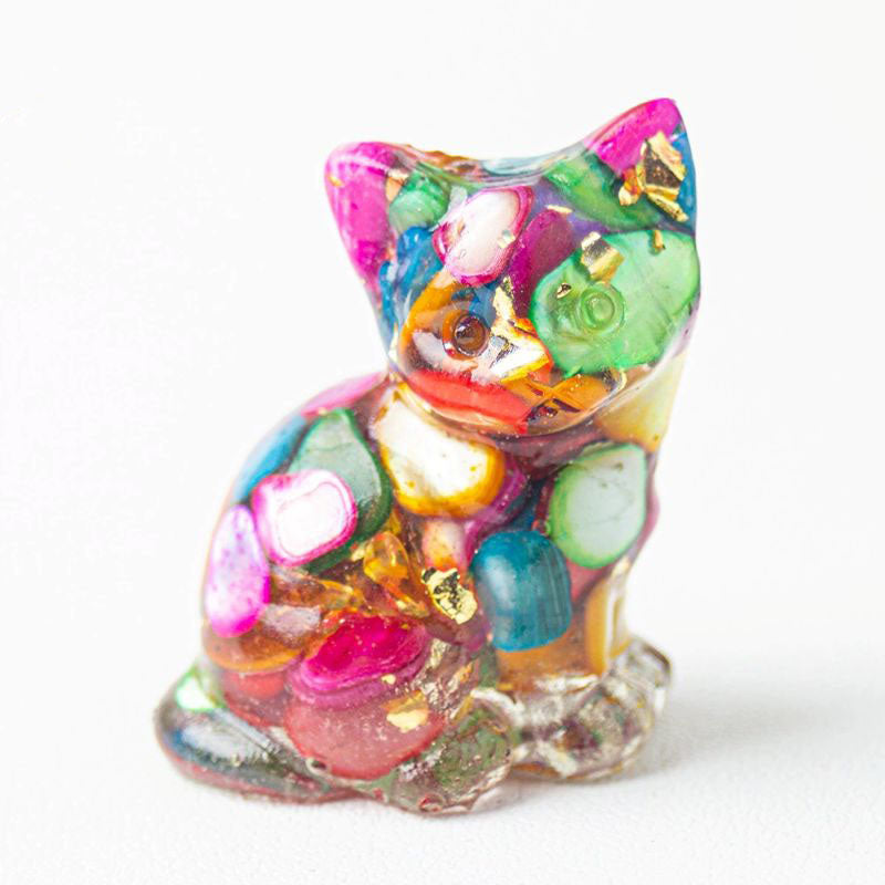 Handmade Natural Crystal Gemstone Sitting Cat