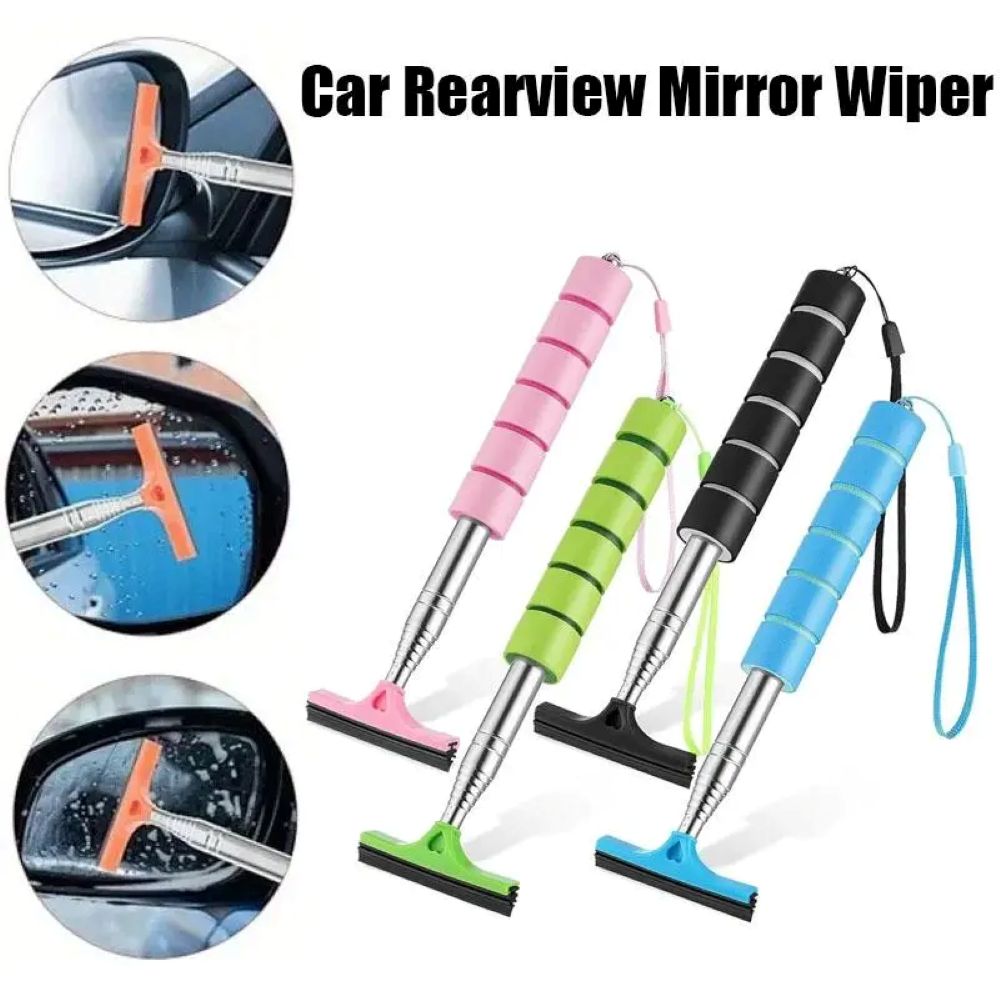 Retractable Car Rearview Mirror Wiper – Portable Rain & Water Removal Tool