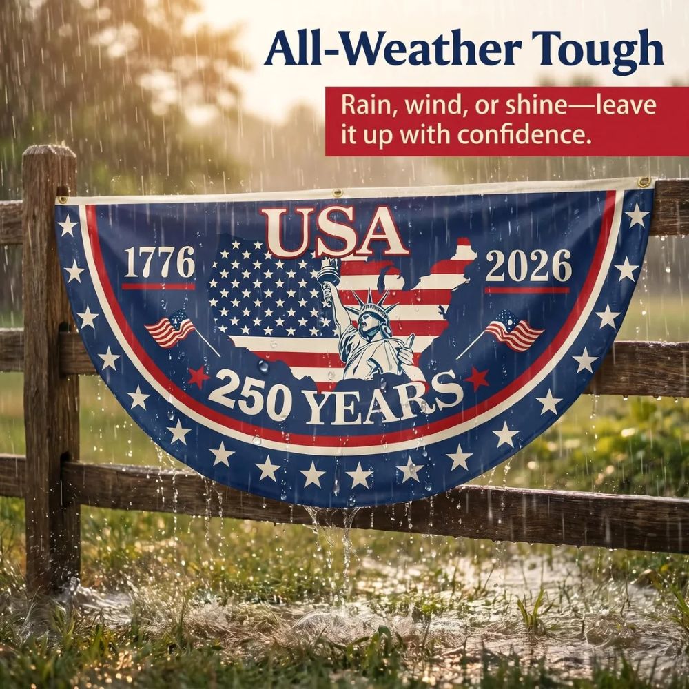 USA 250th Anniversary Flag Half Round Banner