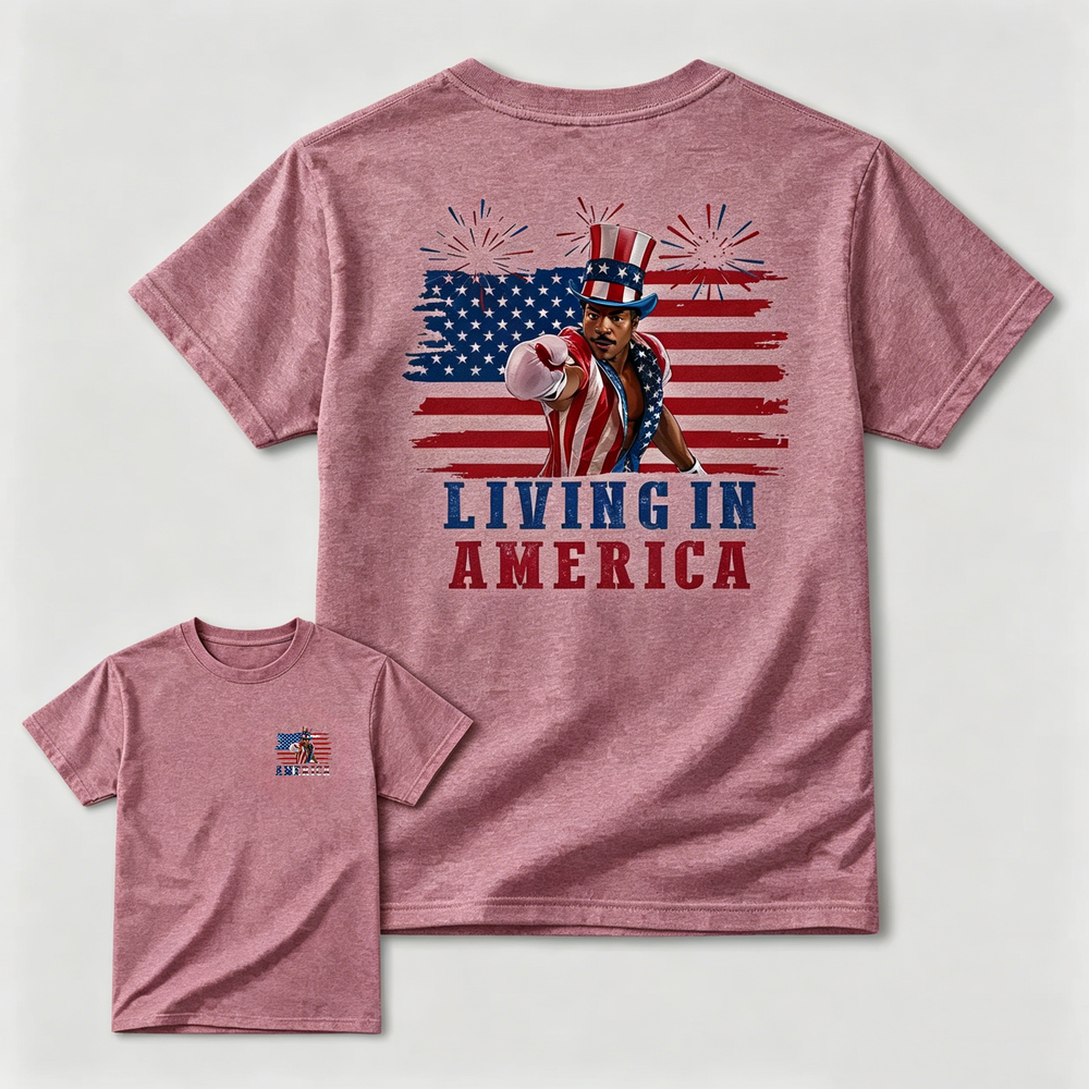 Apollo Creed Living In America July 4th Independence Day Graphic T-Shirt