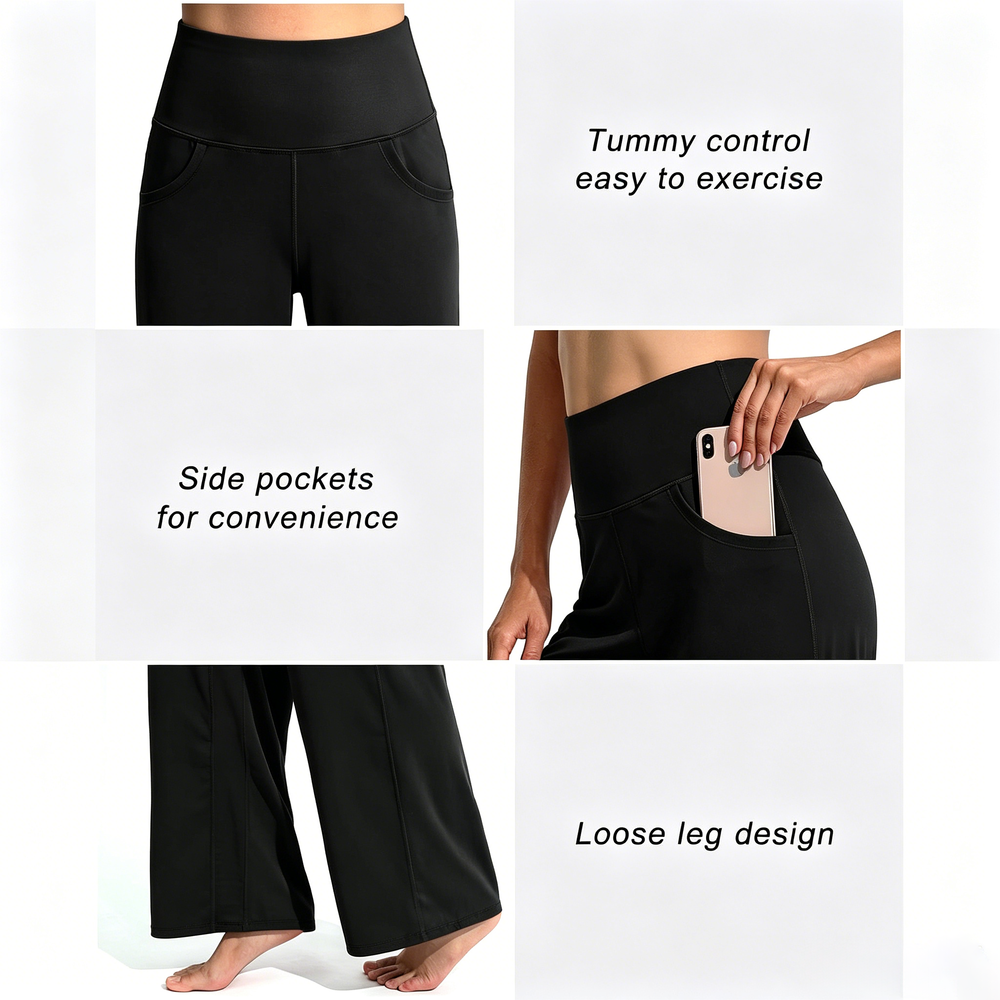 Wide Leg Pants Woman Yoga Pants with Pockets Stretch Loose Casual Lounge Sweatpants Petite/Regular/Tall