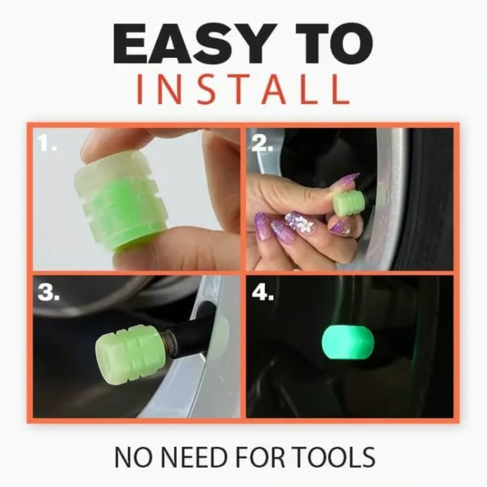 50PCS Glow-in-the-Dark Car Tire Valve Cap Set