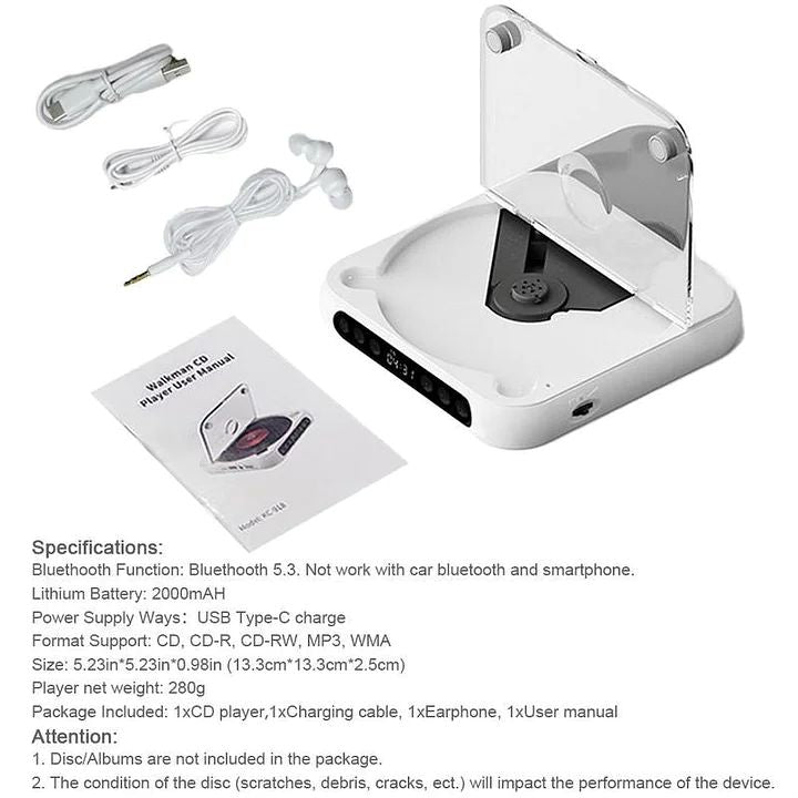Portable Bluetooth-compatible CD-Player