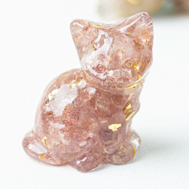 Handmade Natural Crystal Gemstone Sitting Cat