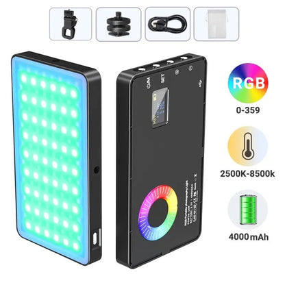 Metallic LED Selfie Light - Rechargeable Dimmable Clip-On Panel Lamp for iPhone and Smartphones