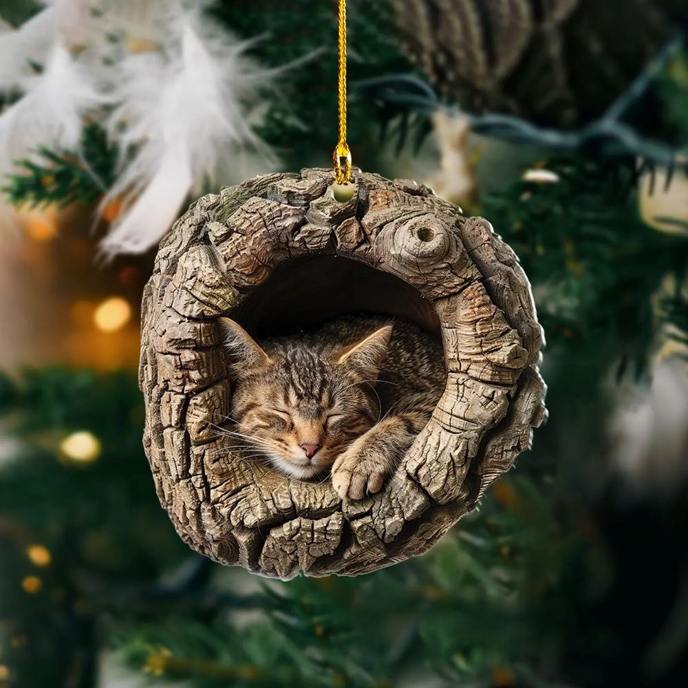 Sleeping Cat - Animal Christmas Ornament CH062