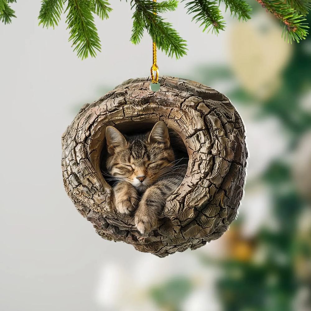 Sleeping Cat - Animal Christmas Ornament CH064