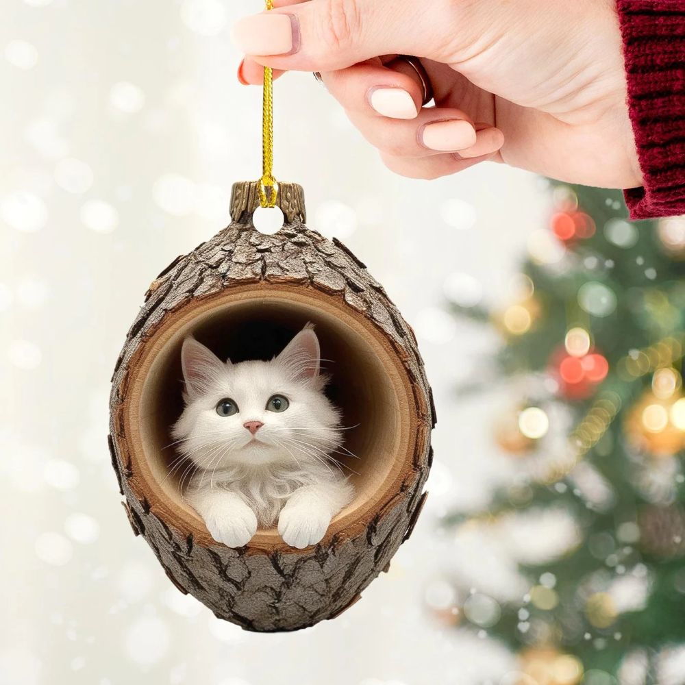 White Cat - Animal Christmas Ornament CH068