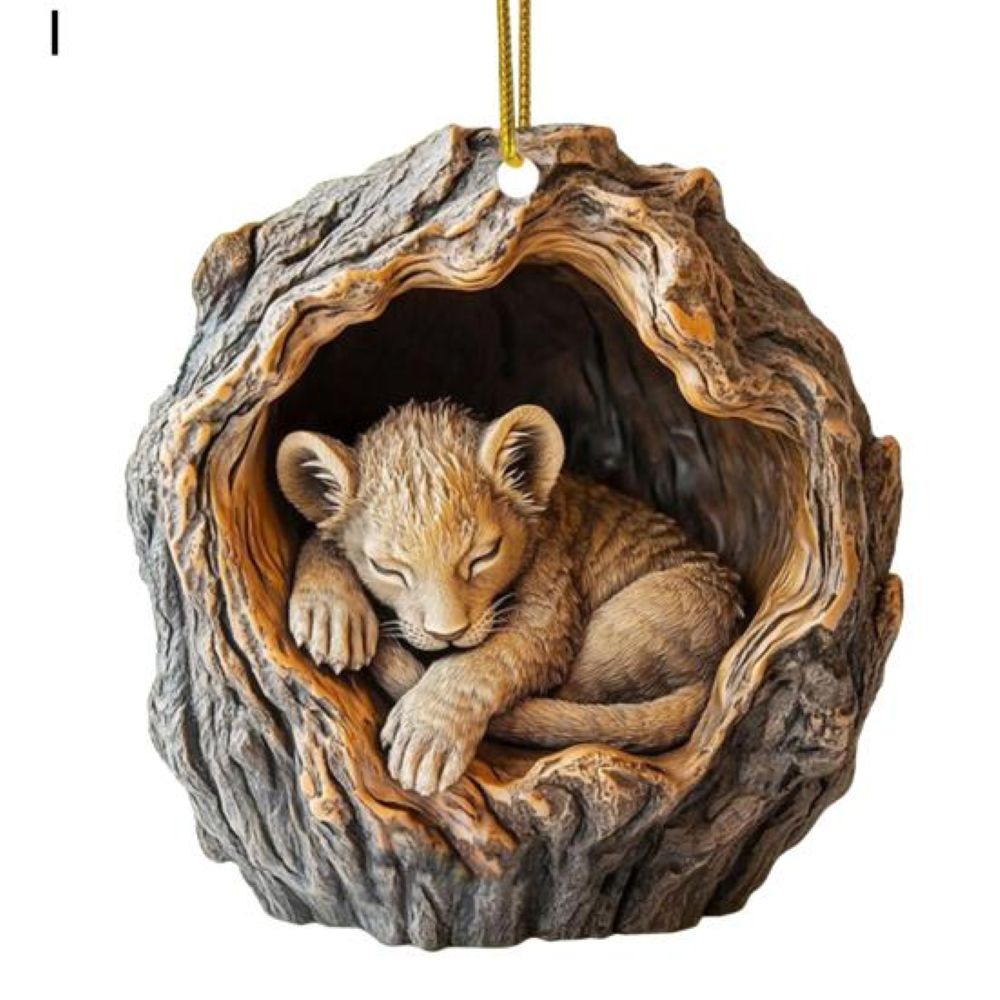 Sleeping Lion Cub - Animal Christmas Ornament CH107