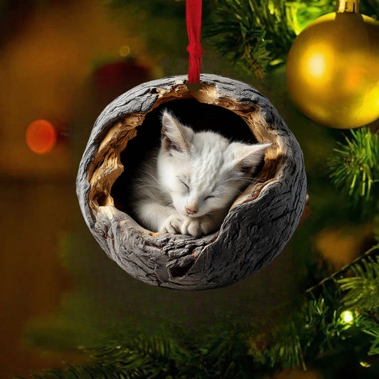 White Cat - Animal Christmas Ornament CH244