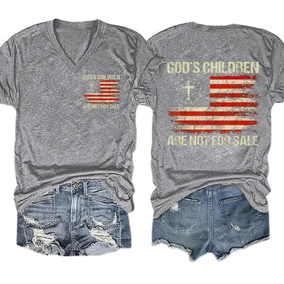 Women's Casual God'S Children Are Not For Sale Double-sided Printed Short Sleeve T-Shirt